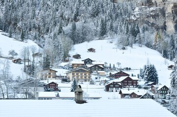 Winter View of a Switzerland Village.