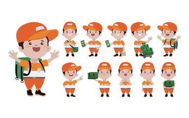 Delivery staff with different poses