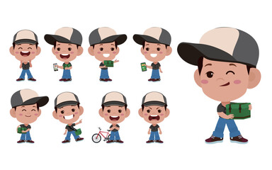 Delivery staff with different poses