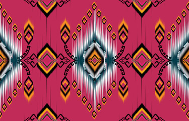 Ikat pattern. Geometric ethnic pattern African,American, western,Pakistan,Asia,Aztec motif textile and bohemian.design for background, wallpaper,carpet print, fabric, batik,tile. Ikat paisley vector. 