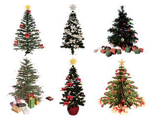 Christmas tree with gifts 3D render transparent background PNG file