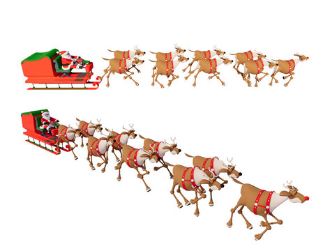Santa Claus with reindeer 3D render PNG file transparent background
