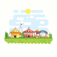 Obraz premium Stock Illustration of Flat design circus and carnival banners, headers, poster, background