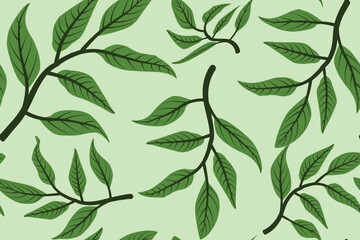 seamless pattern with green leaves