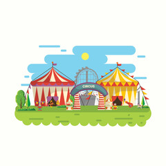 Stock Illustration of Flat design circus and carnival banners, headers, poster, background