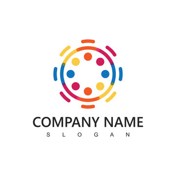 People Logo Template, Social Media Network Icon