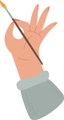 Obraz premium Hand holding painting brush flat icon