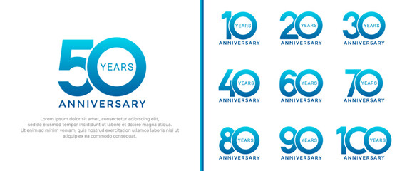 set of anniversary logo style blue color on white background for special moment