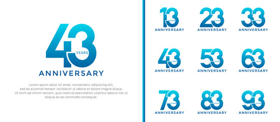 set of anniversary logo style blue color on white background for special moment