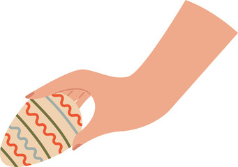 Easter egg on hand flat icon Painting Creative hobby