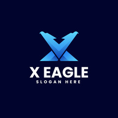 Vector Logo Illustration Letter X Eagle Gradient Colorful Style.