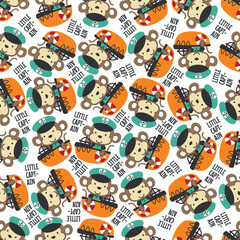 Seamless pattern with cute little monkey the sailor, Cute Marine pattern for fabric, baby clothes, background, textile, wrapping paper and other decoration