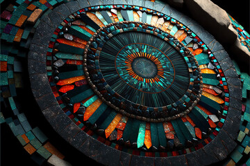 Obraz premium Abstract Radial Mosaic Stones, Generative Art
