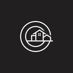 letter g home property round logo vector