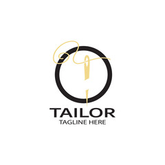 tailor logo icon illustration template combination of buttons for clothes, thread and sewing machine, for clothing product design, convection companies, fashion in vector form