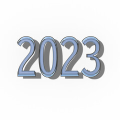 2023 3D Rendering 数字 年 影付き 透過影 半透明影 透過PNG