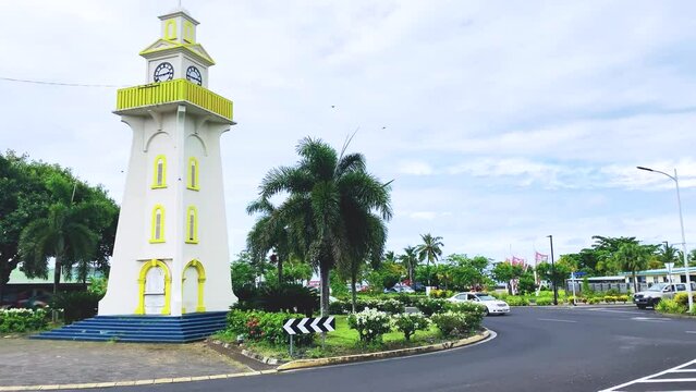 Cars Driving in Roundabout on Samoa Island