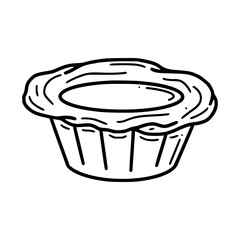 Egg tart vector illustration. Chinese New year dessert in doodle style.