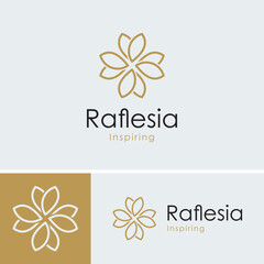 Logo minimalist gold flower leaf for business company