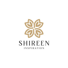 Logo minimalist gold floral round for business company