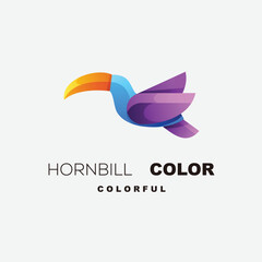 hornbill color icon symbol design template