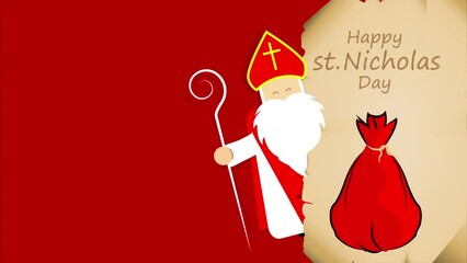 St nicholas day card and gift bag, art video illustration. - Powered by Adobe