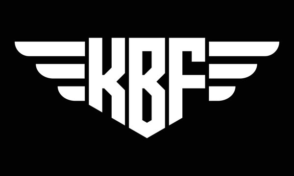 KBF three letter logo, creative wings shape logo design vector template. letter mark, wordmark, monogram symbol on black & white.