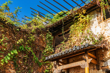 Partial close-up of ancient buildings in ancient villages in Anhui Province, China