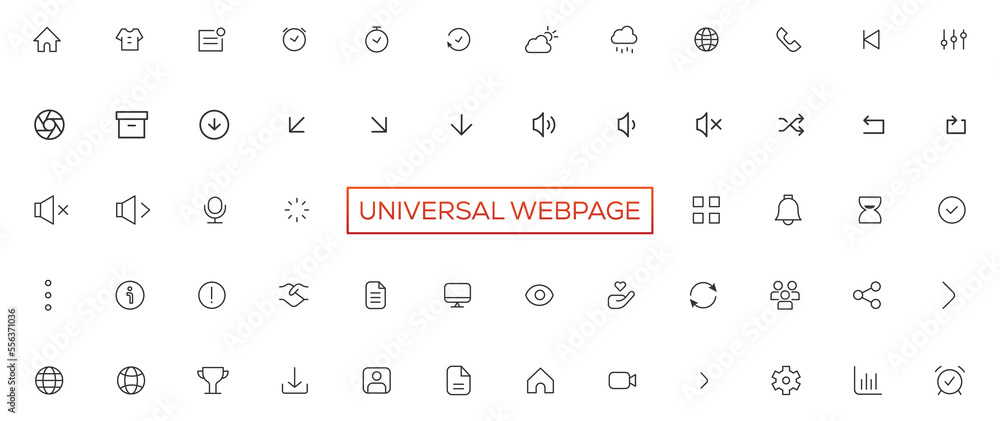 Wall mural vector line universal webpage tiny icon set