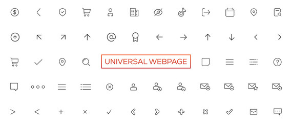 Vector line universal webpage tiny icon set