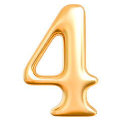 3d gold modern number 4