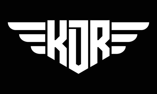 KDR three letter logo, creative wings shape logo design vector template. letter mark, wordmark, monogram symbol on black & white.