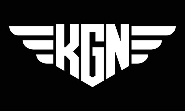 KGN three letter logo, creative wings shape logo design vector template. letter mark, wordmark, monogram symbol on black & white.