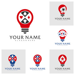 Set of Bulb Poker logo vector template, Creative Poker logo design concepts