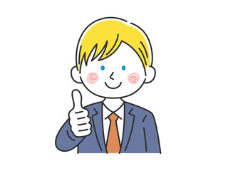 グッドサインをする、白人ビジネスマンのイラスト