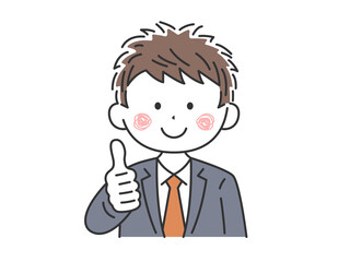 グッドサインをする、若いビジネスマンのイラスト
