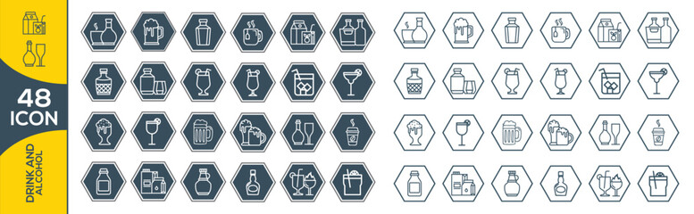 DRINK AND ALCOHOL ICON SET DESIGN
