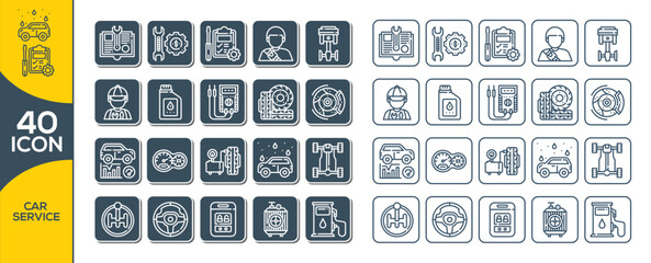car service icon set design