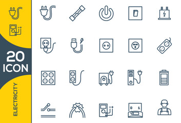 electricity icon set design 