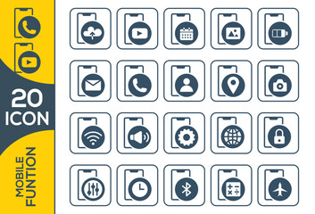 MOBILE FUNTION ICON SET DESIGN