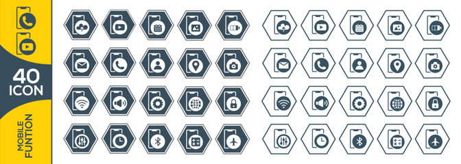 MOBILE FUNTION ICON SET DESIGN