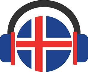 Fototapeta premium Iceland headphone flag.