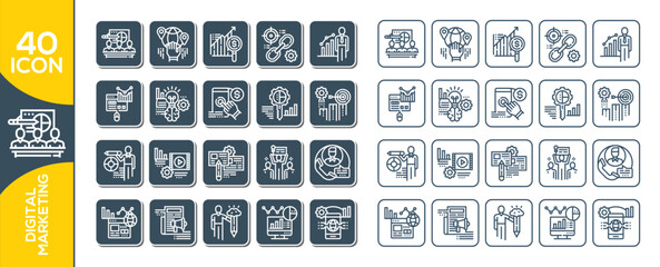 digital marketing icon set design