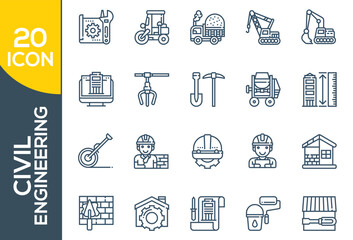 civil engineering icon set design