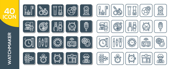 Watchmaker , Thin Line and Pixel Perfect Icons . Outline set of watch repair vector icons for web design isolated on white background.mechanic watch repair vector icons for web design isolated.