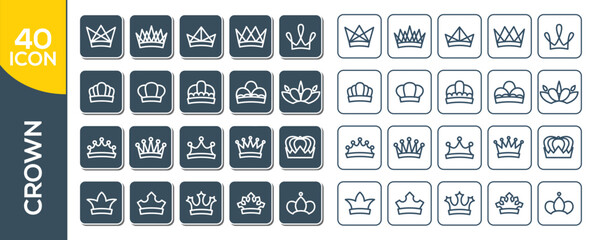 Modern thin line icons set of crown. Premium quality symbols. Simple pictograms for web sites and mobile app. Vector line icons isolated on a white background.