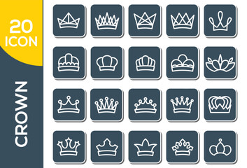 Modern thin line icons set of crown. Premium quality symbols. Simple pictograms for web sites and mobile app. Vector line icons isolated on a white background.
