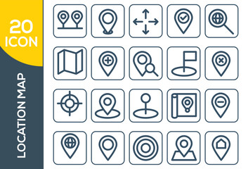 location map icon set design