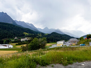 Beautiful houses in the middle of the Alps.