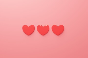three love sign in 3d rendering design.